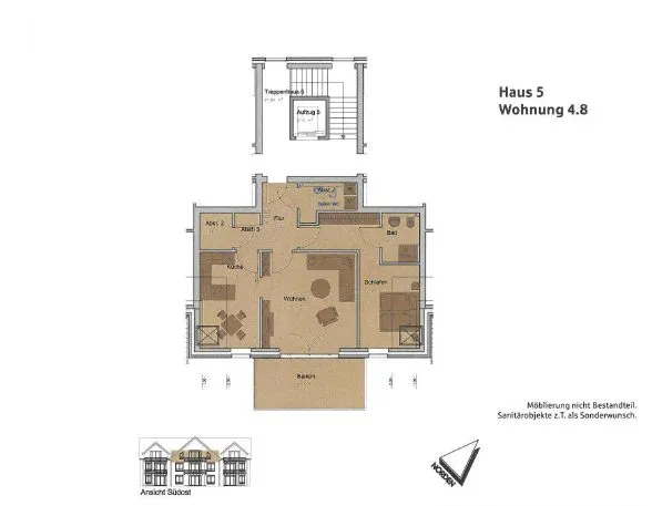 Immobilienangebot - Flensburg - Alle - Flensburg-Nordstadt: charmante 2-Zimmer-Dachgeschosswohnung mit schönem Balkon